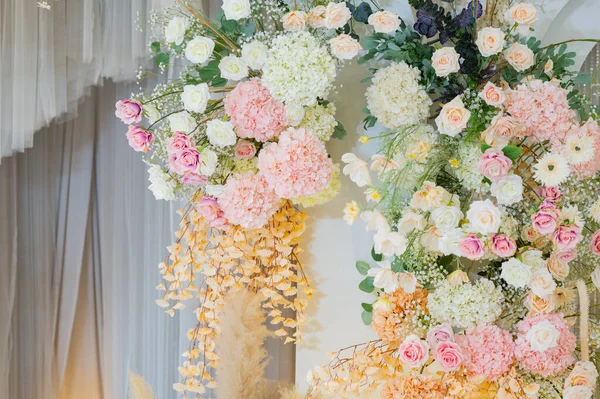 Svatební Květina Pozadí Barevné Pozadí Čerstvá Růže Svazek Flowe — Stock fotografie