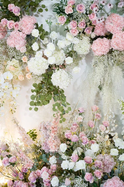 wedding backdrop, wedding flower decoration, rose wall, colorful background, fresh rose, bunch of flowe
