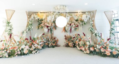 düğün çiçeği arkaplanı, renkli arka plan, taze gül, bir demet flowe