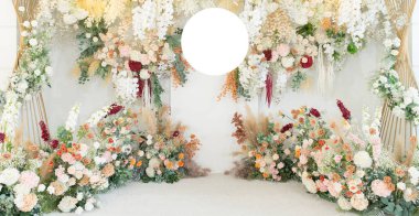 düğün çiçeği arkaplanı, renkli arka plan, taze gül, bir demet flowe