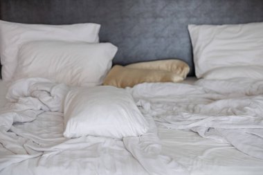 white bed background, after sleep, dirty be clipart
