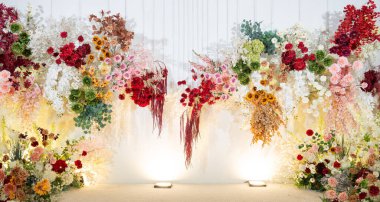 Düğün arkaplanı, çiçek dekorasyonu