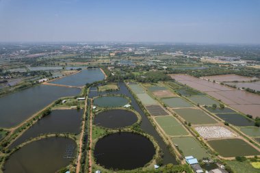 Balık göletinin uçan insansız hava aracı, balık çok uzakta.