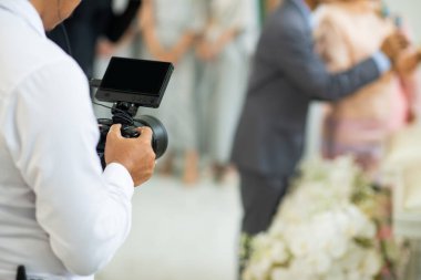 Video kamera, kameraman, yakın çekim, kameraman