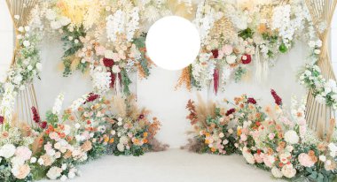 düğün çiçeği arkaplanı, renkli arka plan, taze gül, bir demet flowe