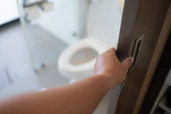 stock image open the bathroom door, go to toile