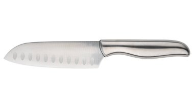 Bıçak. Paslanmaz çelik bıçak. Şef ya da kasap bıçağı. Mutfakta profesyonel ekipman var. Dilimlenmiş sebze ya da et için bıçak. Bir parça mutfak gereçleri. Yemek takımı seti. Masa ayarı. İzole edilmiş arkaplan
