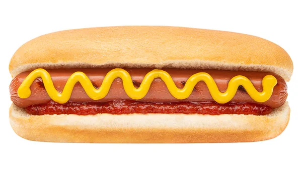Hot Dog Klassisches Hot Dog Brötchen Mit Schweine Oder Rindfleischwurst — Stockfoto