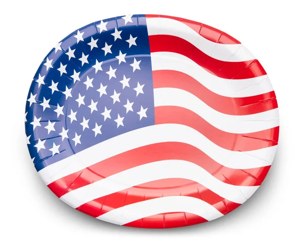 Πιάτο Αμερικάνικη Σημαία Χαρτί Πλάκα Μίας Χρήσης Κομποστοποιήσιμο Φιλικό Προς — Φωτογραφία Αρχείου