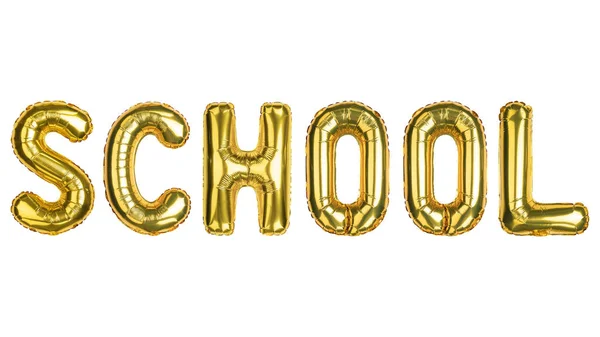 Schule Zurück Den Schulballons Gelbgoldfolie Heliumballon Gut Für Werbung Event — Stockfoto