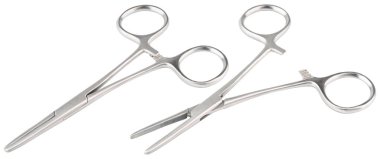 Forseps aleti. Kelly forseps makası. Paslanmaz çelik hemostatik forseps kilit kıskaçlı cerrahi forseps. Balıkçı kerpeteni kıvrımlı, düz uçlu. Balık oltası sökücü. Tıbbi araç, malzeme.