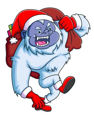 Koca Yeti çok hızlı koşuyor ve büyük bir Noel hediyesi taşıyor.