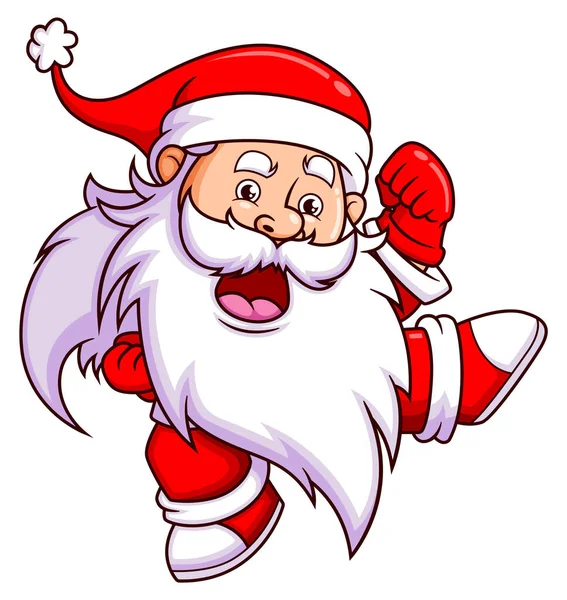 Pai Natal Animado Está Dando Espírito Para Noite Natal Ilustração — Vetor de Stock