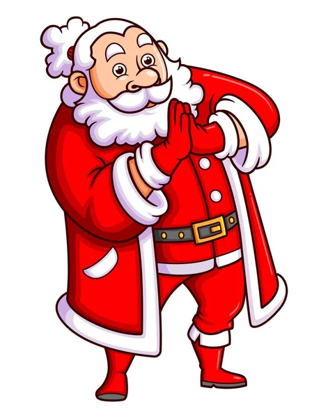 Vieux Père Noël Accueille Peuple Salue Dans Église Illustration — Image vectorielle