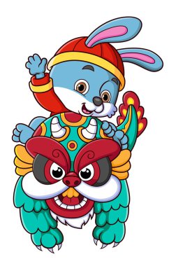 Mutlu Çin Yeni Yılı. Neşeli tavşan çizimi karakteri.