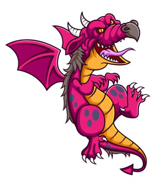 Fantezi kırmızı ejderha uçuyor ve resimlere kızgın.