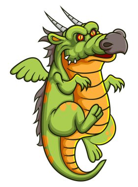 Fantezi yeşil ejderha uçuyor ve resimlere kızgın.