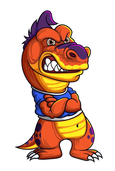 イラストの怒りのポーズを持つ恐竜のキャラクター — ストックベクタ