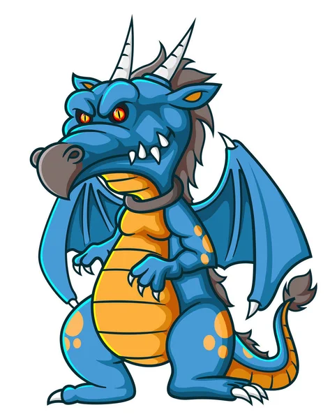 Dragão Azul Caráter Forte Ilustração —  Vetores de Stock