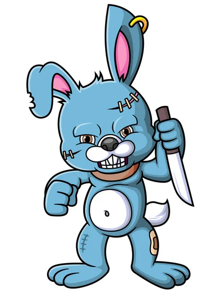 Angry Rabbit Holding Knife Illustration — Image vectorielle
