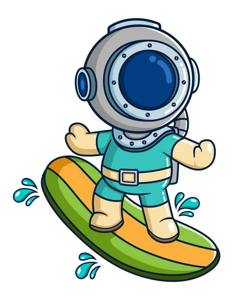 Diver Action Surfboard Illustration — Archivo Imágenes Vectoriales