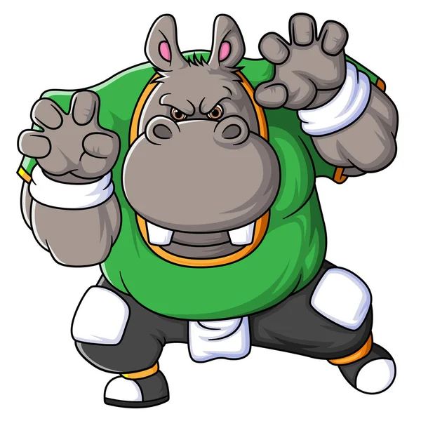 Mascota Hipopótamo Del Fútbol Americano Completa Con Ropa Jugador Ilustración — Archivo Imágenes Vectoriales