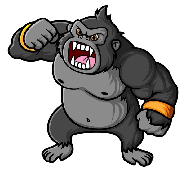 Een Grote Sterke Gorilla Boos Schreeuwen Van Illustratie — Stockvector