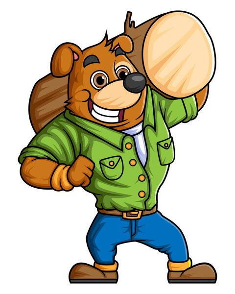 characters of a strong dog professionals the carpenter was lifting a piece of wood of illustration