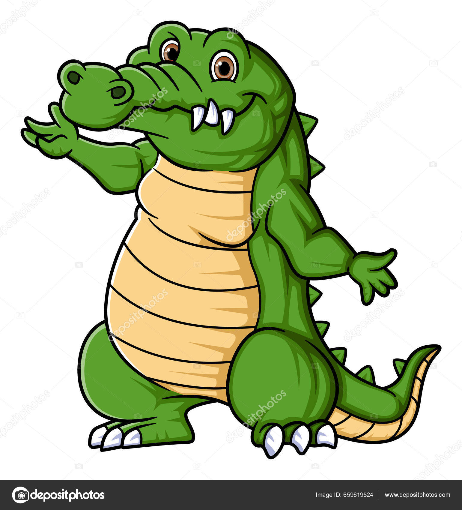 Crocodilo Réptil Personagem Animal Ilustração Desenho Animado