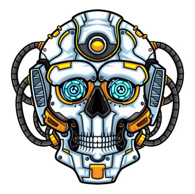 Beyaz Kafatası robot maskotu çizim karakteri