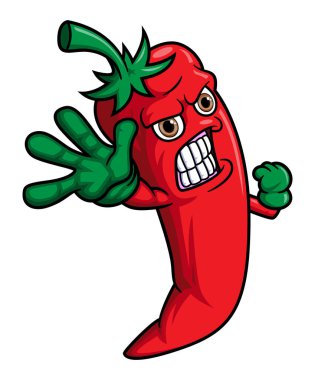 Kızgın kırmızı biber çizgi filmi, resimli maskot karakteri.