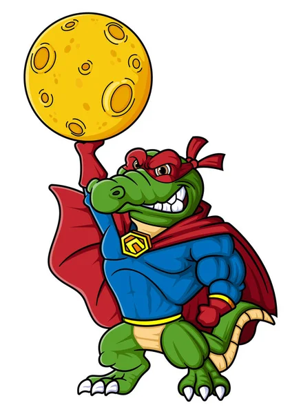 Cartoon Crocodile Wearing Superhero Costume Illustration — Stock Vector