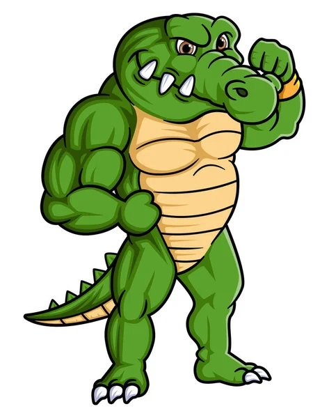 Strong Crocodile Good Pose Illustration — Stock Vector