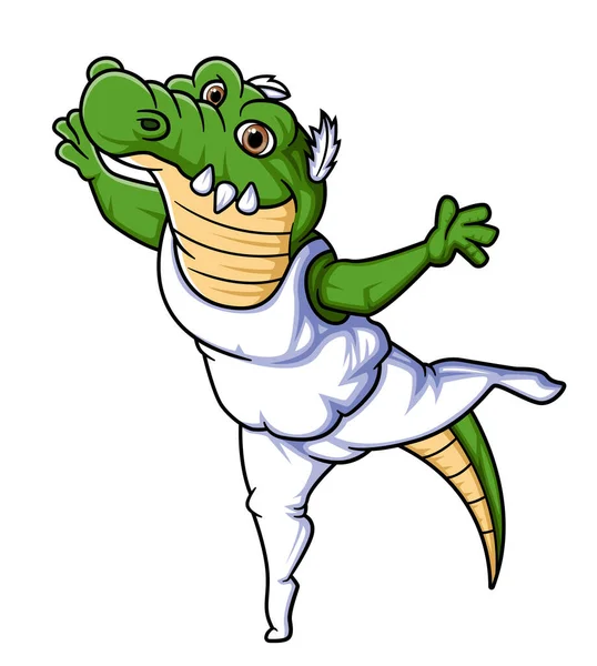 Cute Crocodile Ballet Dancer Cartoon Character Illustration — Stock Vector