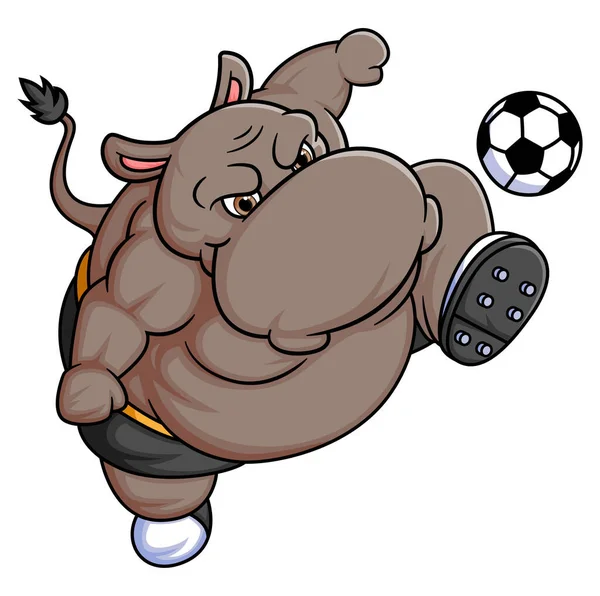 イラストのサッカーを練習する漫画のカバ — ストックベクタ