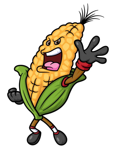 Angry Corn Cartoon Character Mascot Design Illustration — Stock Vector