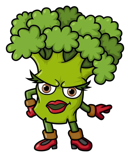 Brócolis Personagem Desenho Animado Mascote Design Ilustração —  Vetores de Stock