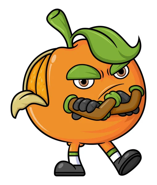 Laranja Fruta Desenho Animado Personagem Mascote Design Ilustração —  Vetores de Stock