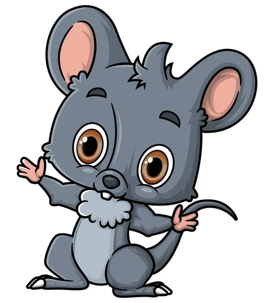 Karikatur Lustiges Kleines Mäuschen Posiert Zur Illustration — Stockvektor