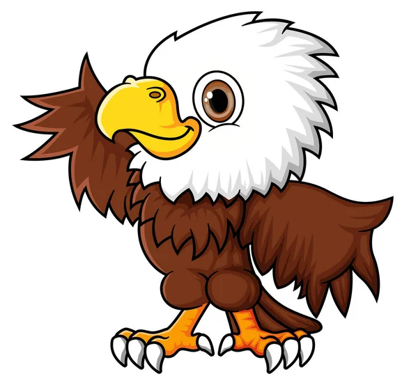 Cartoon Funny Little Eagle Posing Illustration - Stok Vektor
