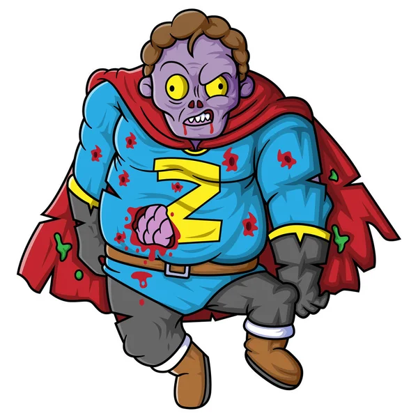 イラストの白い背景にゾンビスーパーヒーロー漫画キャラクター — ストックベクタ
