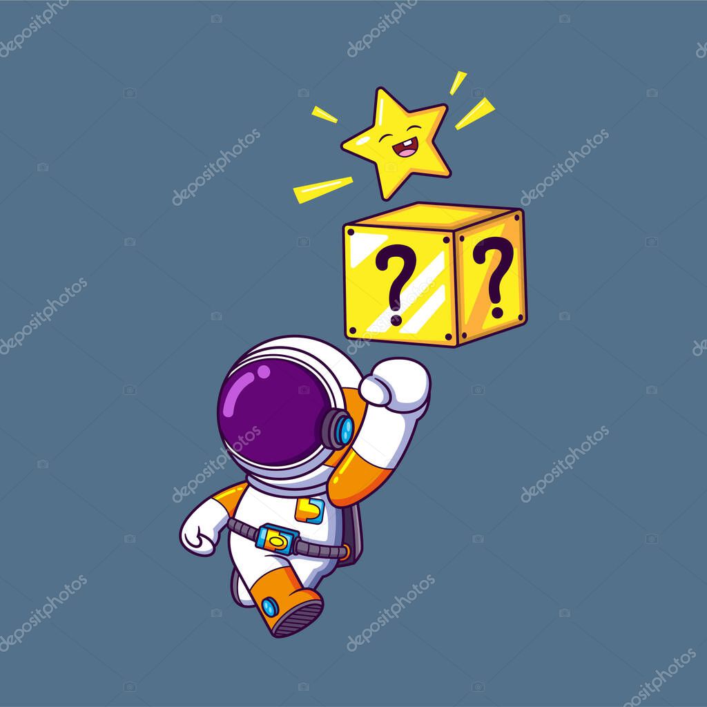 Happy Astronaut playing classic game. Science Technology Icon Concept of illustration