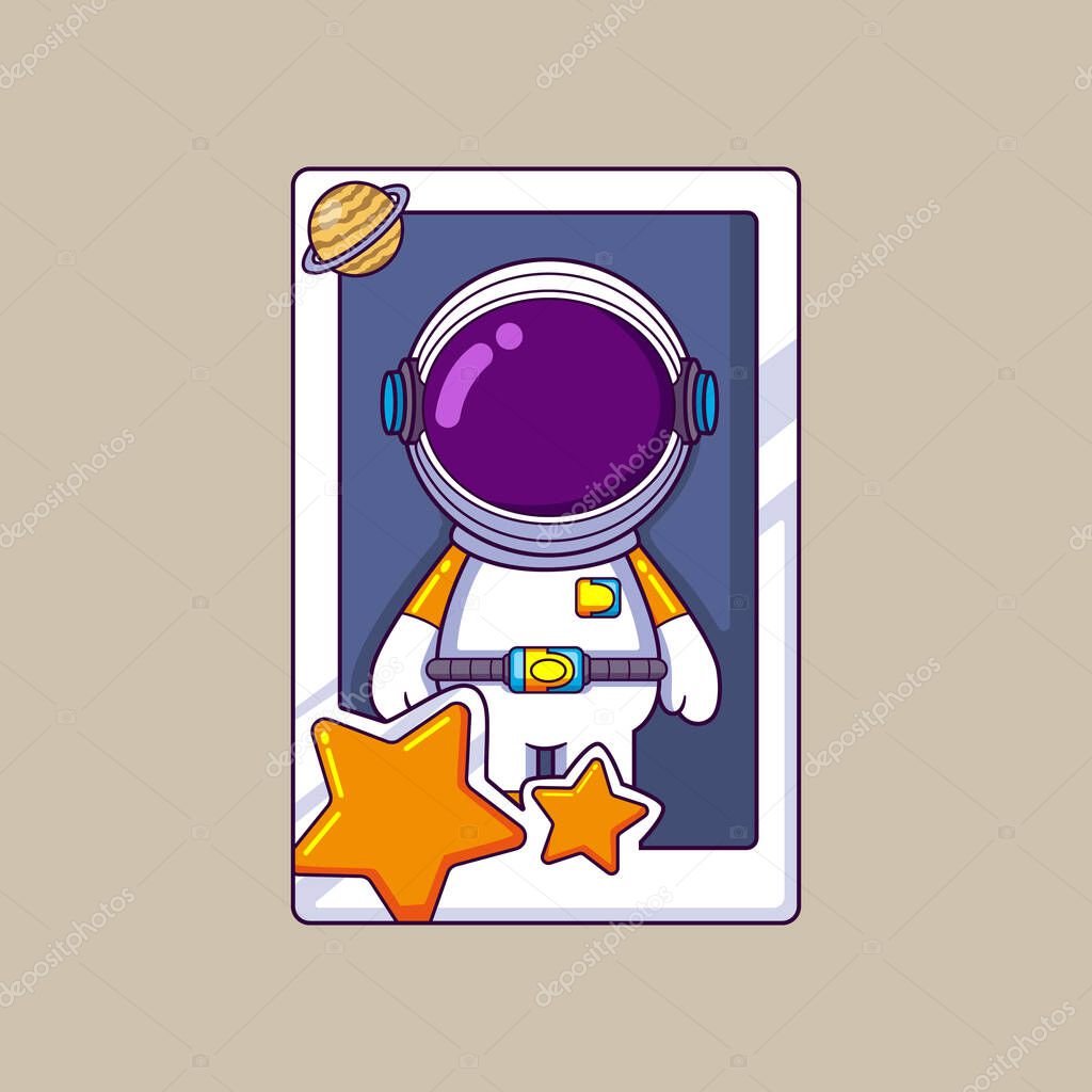 Astronaut doll in the box. astronaut doll of illustration