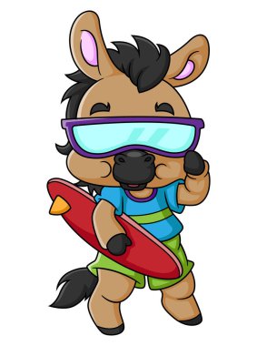 At sörfü karakteri. resimlerin çizgi film maskotu vektörü