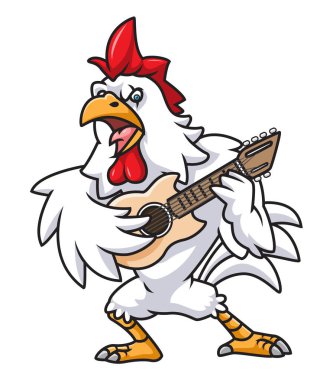 Bir horoz gitar çalar. Horoz müzisyeni Vahşi Hayvan Karakteri