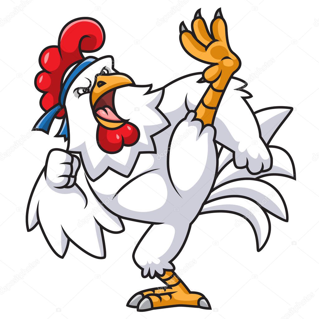 Angry rooster fighter character mascot design of illustration