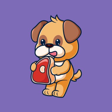 Şirin Pug Dog Meat Biftek yiyor.