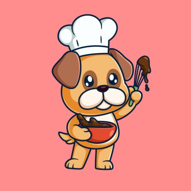 Şirin Pug Dog Chef Çikolatalı Çizgi Film Çizimi