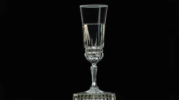 Semester Hälls Champagne Ett Kristallglas Bubblor Spelar Ett Glas Champagne — Stockfoto