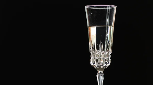 Праздник Шампанское Наливают Хрустальный Бокал Пузыри Играют Бокал Шампанского Стоковое Изображение